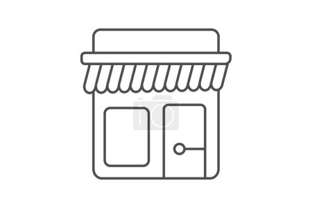 Ilustración de Icono del restaurante, comedor, comedor, cafetería, icono de línea delgada bistró, icono de vector editable, píxel perfecto, archivo ai ilustrador - Imagen libre de derechos