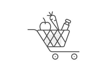 Cart icon, shopping cart, order cart, checkout cart, cart items thinline icon, editable vector icon, pixel perfect, illustrator ai file