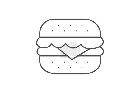 Illustration for Burgers icon, burger joint, burger restaurant, burger bar, burger menu thinline icon, editable vector icon, pixel perfect, illustrator ai file - Royalty Free Image