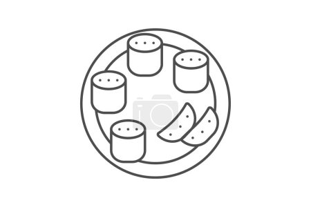 Indisches Essen Symbol, indische Küche, indisches Restaurant, indisches Menü, indische Gerichte Thinline-Symbol, editierbare Vektor-Symbol, Pixel perfekt, Illustrator ai-Datei