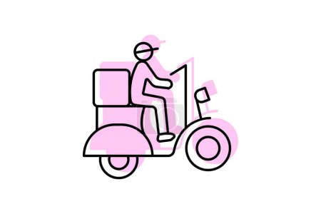 Food Delivery icon, delivery service, online food delivery, home delivery, meal delivery color shadow thinline icon, editable vector icon, pixel perfect, illustrator ai file