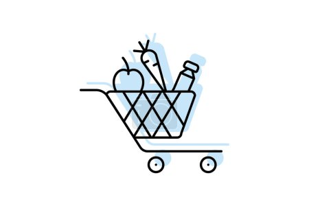 Cart icon, shopping cart, order cart, checkout cart, cart items color shadow thinline icon, editable vector icon, pixel perfect, illustrator ai file