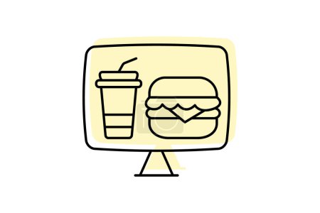 Online Ordering icon, order online, digital ordering, mobile ordering, website ordering color shadow thinline icon, editable vector icon, pixel perfect, illustrator ai file