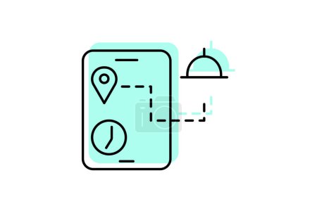 Tracking icon, order tracking, delivery tracking, package tracking, shipment tracking color shadow thinline icon, editable vector icon, pixel perfect, illustrator ai file