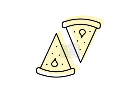 Pizza icon, pizzeria, pizza delivery, pizza takeaway, pizza menu color shadow thinline icon, editable vector icon, pixel perfect, illustrator ai file
