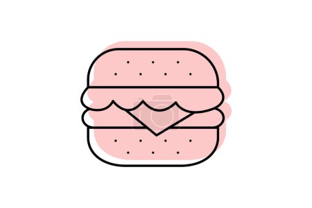 Burger-Symbol, Burger Joint, Burger-Restaurant, Burger-Bar, Burger-Menü Farbe Schatten Thinline-Symbol, editierbare Vektor-Symbol, Pixel perfekt, Illustrator ai-Datei