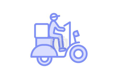 Food Delivery icon, delivery service, online food delivery, home delivery, meal delivery duotone line icon, editable vector icon, pixel perfect, illustrator ai file