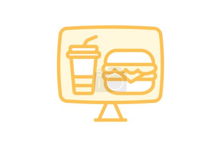 Online Ordering icon, order online, digital ordering, mobile ordering, website ordering duotone line icon, editable vector icon, pixel perfect, illustrator ai file
