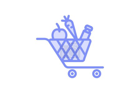 Cart icon, shopping cart, order cart, checkout cart, cart items duotone line icon, editable vector icon, pixel perfect, illustrator ai file