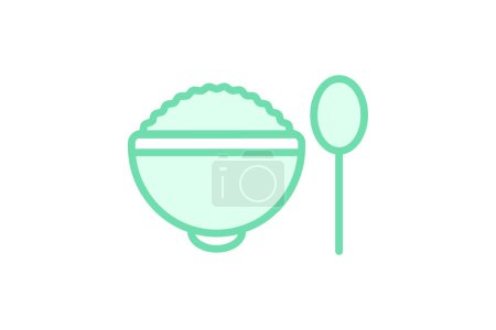 Téléchargez les illustrations : Icône de déjeuner, déjeuner, repas de midi, options de déjeuner, icône de ligne de duotone de menu de déjeuner, icône vectorielle modifiable, pixel parfait, fichier ai illustrateur - en licence libre de droit