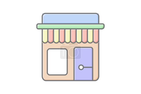 Ilustración de Icono del restaurante, comedor, comedor, cafetería, icono de color bistro lineal, icono de vector editable, píxel perfecto, archivo ai ilustrador - Imagen libre de derechos