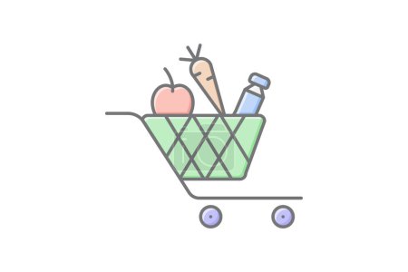 Illustration for Cart icon, shopping cart, order cart, checkout cart, cart items lineal color icon, editable vector icon, pixel perfect, illustrator ai file - Royalty Free Image