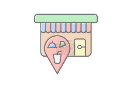 Restaurant Locator icon, find restaurants, locate restaurants, restaurant search, restaurant finder lineal color icon, editable vector icon, pixel perfect, illustrator ai file