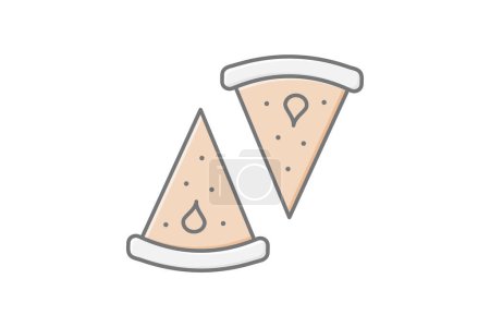 Ilustración de Icono de pizza, pizzería, entrega de pizza, pizza para llevar, icono de color lineal de menú de pizza, icono de vector editable, píxel perfecto, archivo ai ilustrador - Imagen libre de derechos