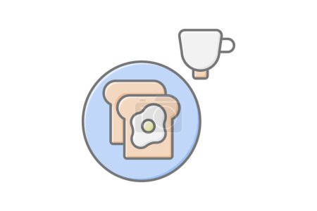 Illustration for Breakfast icon, breakfast options, morning meal, brunch, breakfast menu lineal color icon, editable vector icon, pixel perfect, illustrator ai file - Royalty Free Image
