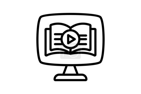 Illustration for Video Lessons icon, instructional videos, educational videos, tutorial videos, online videos line icon, editable vector icon, pixel perfect, illustrator ai file - Royalty Free Image