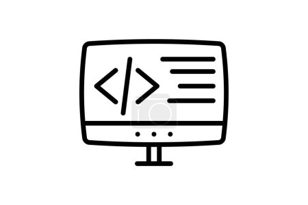 Icône de codage, programmation, programmation informatique, développement logiciel, icône de ligne de langages de codage, icône vectorielle modifiable, pixel parfait, fichier ai illustrateur