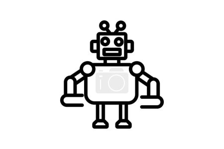 Icône robotique, éducation robotique, ingénierie robotique, programmation robotique, icône de ligne de conception robotique, icône vectorielle modifiable, pixel parfait, fichier ai illustrateur