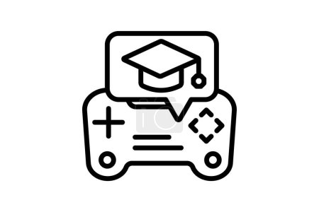 Icono de gamificación, gamificación educativa, aprendizaje gamificado, aprendizaje basado en juegos, icono de línea de diseño de juegos, icono de vector editable, pixel perfect, illustrator ai file