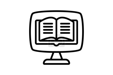 Digitale Bibliotheken Symbol, Online-Bibliotheken, virtuelle Bibliotheken, elektronische Bibliotheken, digitale Sammlungen Zeilensymbol, editierbare Vektor-Symbol, Pixel perfekt, Illustrator ai-Datei