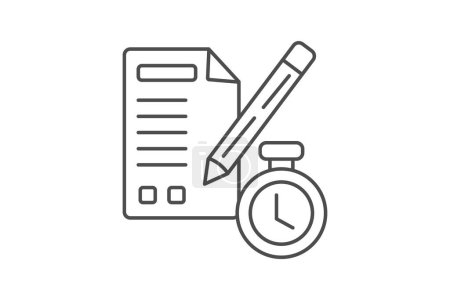 Illustration for Test Preparation icon, exam preparation, assessment preparation, study preparation, review thinline icon, editable vector icon, pixel perfect, illustrator ai file - Royalty Free Image