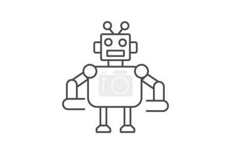 Icône robotique, éducation robotique, ingénierie robotique, programmation robotique, icône en ligne mince de conception robotique, icône vectorielle modifiable, pixel parfait, fichier ai illustrateur