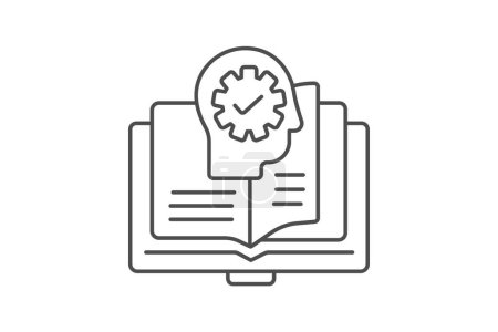 Illustration for Reading Skills icon, reading proficiency, reading development, reading comprehension, reading fluency thinline icon, editable vector icon, pixel perfect, illustrator ai file - Royalty Free Image
