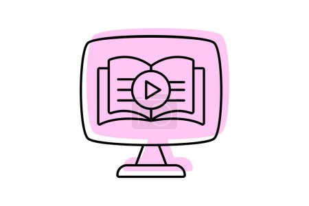 Video Lektionen Symbol, Lehrvideos, Lernvideos, Lernvideos, Online-Videos Farbe Schatten Thinline-Symbol, editierbare Vektor-Symbol, Pixel perfekt, Illustrator ai-Datei