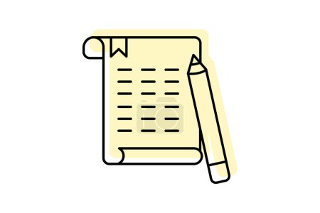 Homework icon, assignments, tasks, projects, exercises color shadow thinline icon, editable vector icon, pixel perfect, illustrator ai file