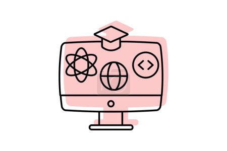 STEM Education icon, science education, technology education, engineering education, mathematics education color shadow thinline icon, editable vector icon, pixel perfect, illustrator ai file