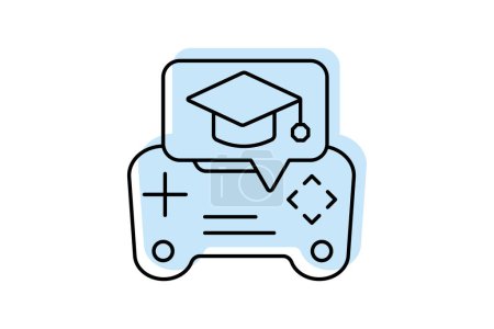 Gamification icon, educational gamification, gamified learning, game-based learning, game design color shadow thinline icon, editierbares Vektor icon, pixel perfect, illustrator ai file