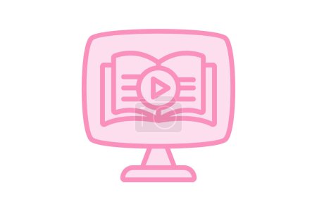 Illustration for Video Lessons icon, instructional videos, educational videos, tutorial videos, online videos duotone line icon, editable vector icon, pixel perfect, illustrator ai file - Royalty Free Image