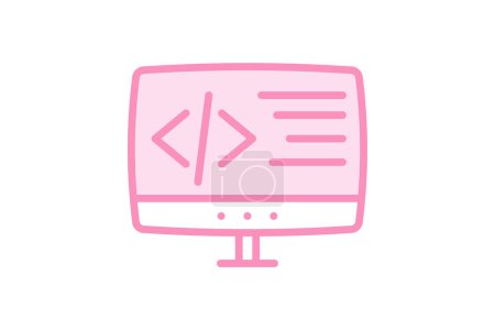 Coding icon, programming, computer programming, software development, coding languages duotone line icon, editable vector icon, pixel perfect, illustrator ai file