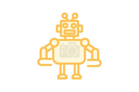 Icono de robótica, educación robótica, ingeniería robótica, programación robótica, diseño de robótica icono de línea de duótono, icono de vector editable, pixel perfect, illustrator ai file