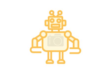 Illustration for Robotics icon, robotics education, robotics engineering, robotics programming, robotics design duotone line icon, editable vector icon, pixel perfect, illustrator ai file - Royalty Free Image