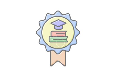 Education icon, learning, knowledge, schooling, academics lineal color icon, editable vector icon, pixel perfect, illustrator ai file