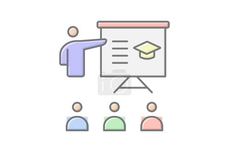 Lectures icon, presentations, seminars, workshops, talks lineal color icon, editable vector icon, pixel perfect, illustrator ai file