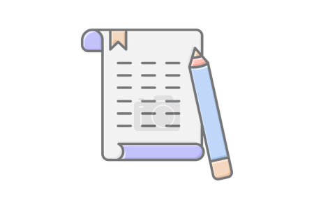Homework icon, assignments, tasks, projects, exercises lineal color icon, editable vector icon, pixel perfect, illustrator ai file