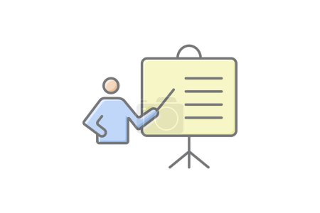 Ilustración de Icono de tutoría, coaching, mentoring, instrucción, guía icono de color lineal, icono de vector editable, píxel perfecto, archivo ai ilustrador - Imagen libre de derechos