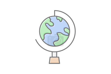 Geography icon, geographical study, geographical research, geographical inquiry, earth sciences lineal color icon, editable vector icon, pixel perfect, illustrator ai file