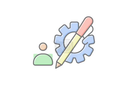 Schreibfähigkeiten-Symbol, Schreibkompetenz, Schreibentwicklung, Schreibverbesserung, Schreibflüssigkeit lineares Farbsymbol, editierbares Vektorsymbol, Pixel perfekt, Illustrator ai-Datei