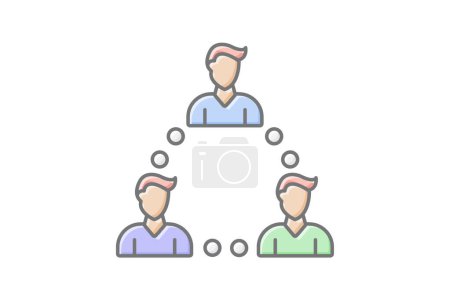 Illustration for Collaboration icon, collaborative learning, collaborative work, collaborative projects, collaborative teamwork lineal color icon, editable vector icon, pixel perfect, illustrator ai file - Royalty Free Image