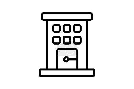 Illustration for Hotels icon, accommodations, lodging, hotel booking, hotel reservations line icon, editable vector icon, pixel perfect, illustrator ai file - Royalty Free Image