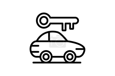 icône de location de voiture, voitures de location, location de voiture, réservations de voitures, icône de ligne de réservation de voiture, icône vectorielle modifiable, pixel parfait, fichier ai illustrateur