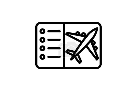 Ilustración de Icono de vuelos, billetes de avión, viajes aéreos, reserva de vuelos, icono de línea de reservas de vuelos, icono de vector editable, pixel perfect, illustrator ai file - Imagen libre de derechos