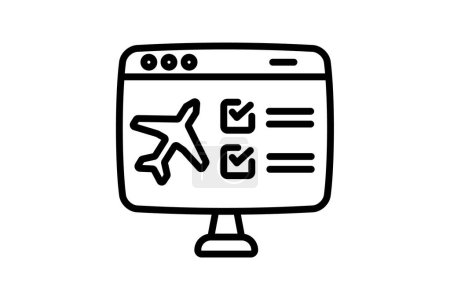 Icono de facturación, check-in de viaje, check-in de vuelo, check-in en el hotel, icono de línea de check-in de alquiler de coches, icono de vector editable, pixel perfect, illustrator ai file