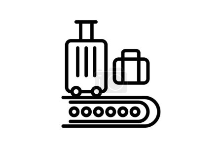 Icône bagages, bagages, bagages de voyage, bagages de voyage, icône de ligne de bagages enregistrés, icône vectorielle modifiable, pixel parfait, fichier ai illustrateur