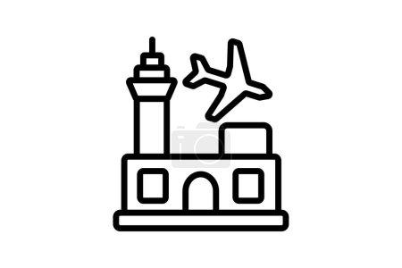 Illustration for Airport icon, airports, travel airport, travel airports, international airport line icon, editable vector icon, pixel perfect, illustrator ai file - Royalty Free Image