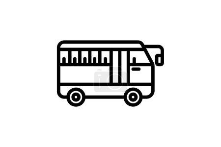 Illustration for Bus icon, buses, coach, coaches, motorcoach line icon, editable vector icon, pixel perfect, illustrator ai file - Royalty Free Image