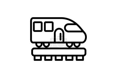 Icono del tren, trenes, ferrocarril, ferrocarriles, icono de la línea de transporte ferroviario, icono de vector editable, píxel perfecto, archivo ai ilustrador